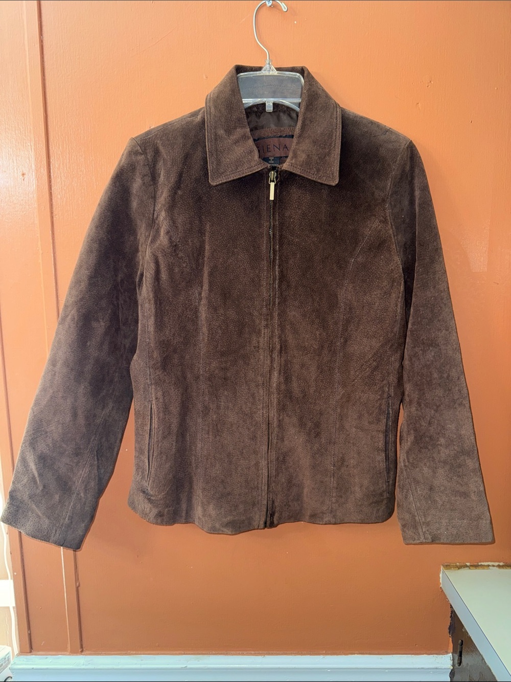 Women's Dark Brown Suede Zip-Front Leather Jacket